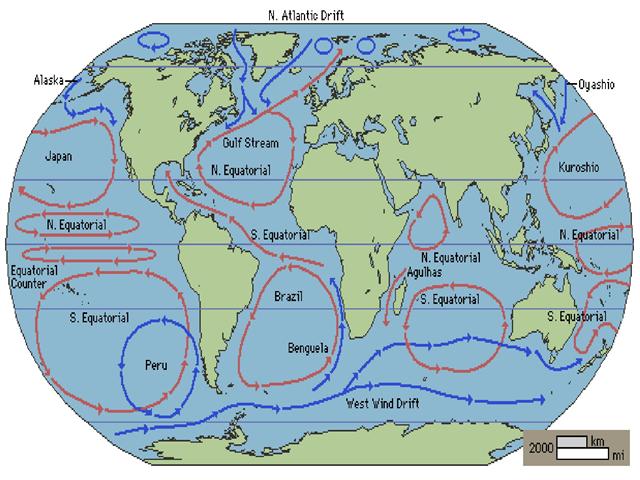 North Atlantic Ocean Currents Map. This ocean currents map shows how the 
